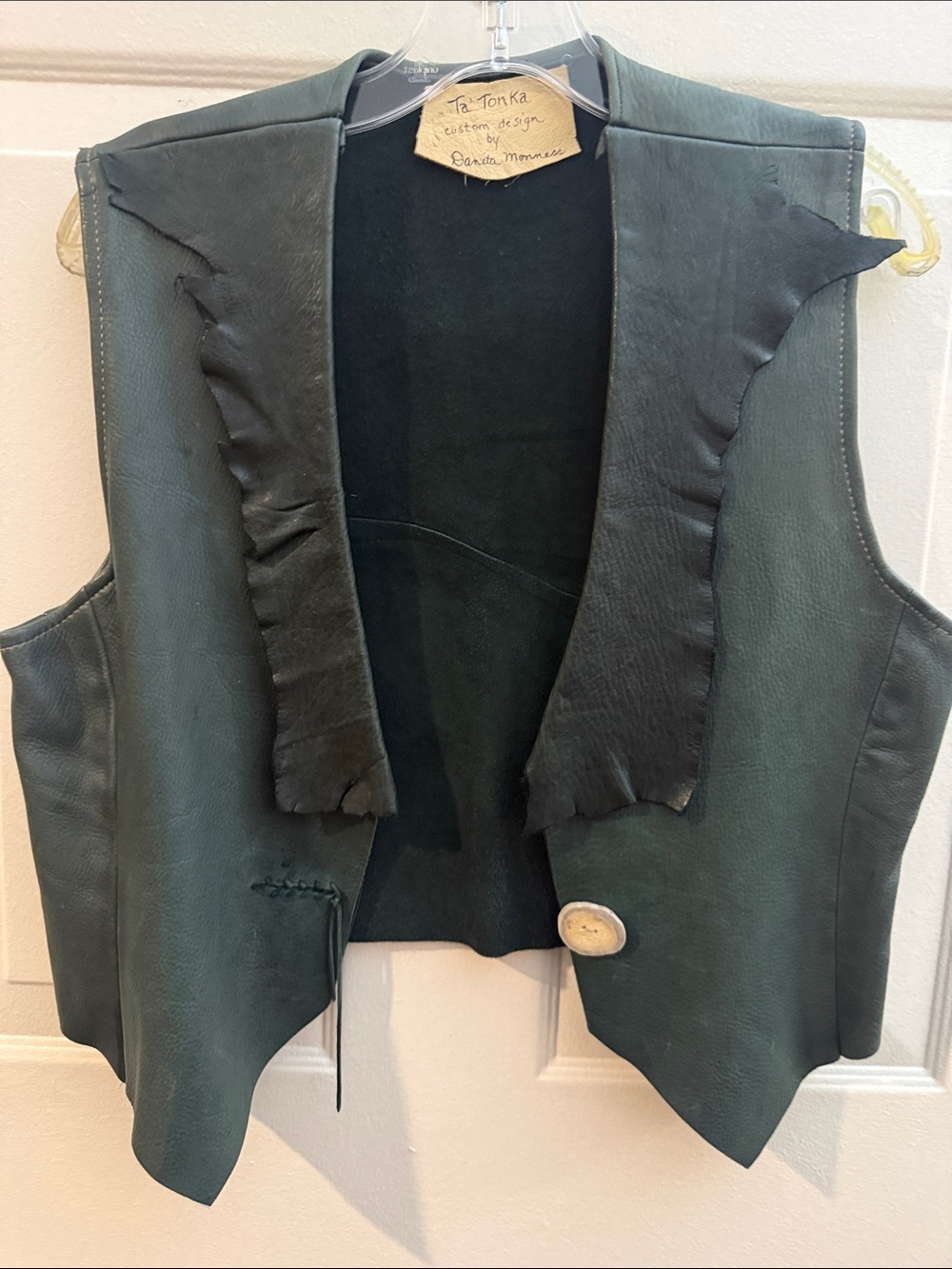 Green Custom Made Western Leather Vest S/M